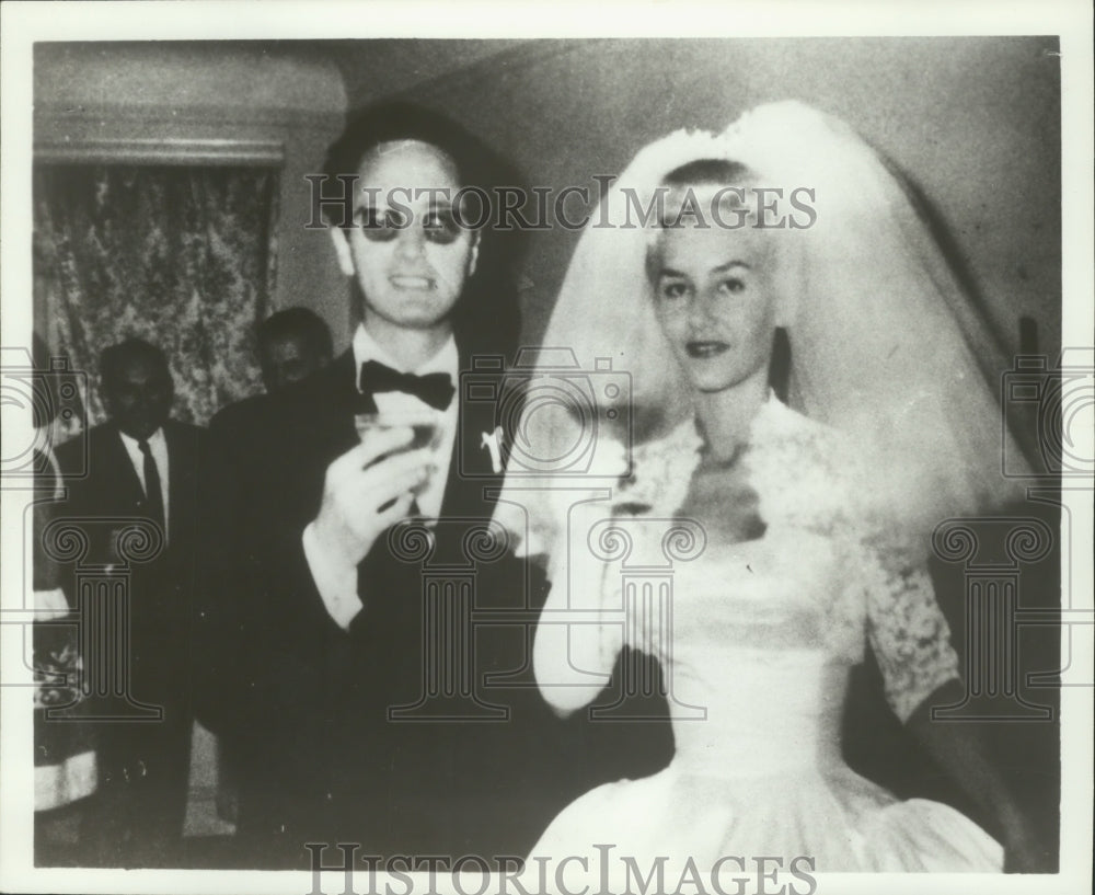  Press Photo Dr. Geza de Kaplan and bride toast each other after their wedding.- Historic Images