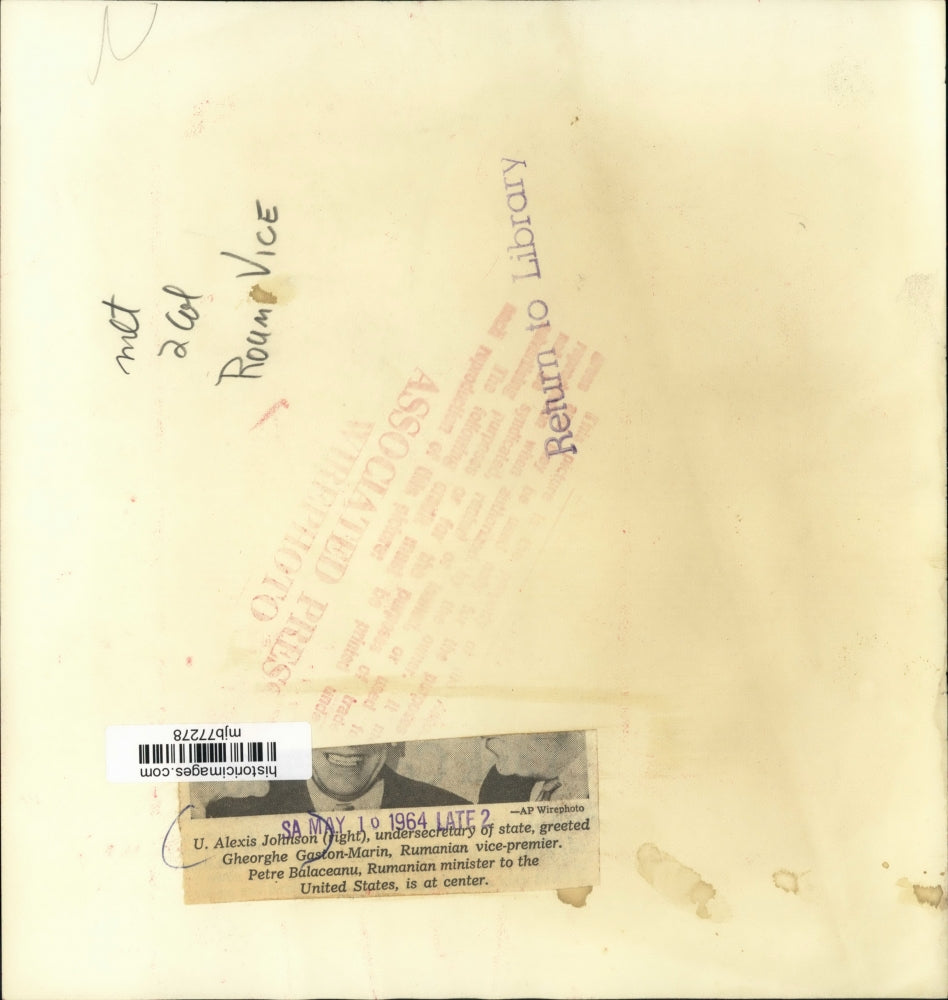 1964 Press Photo U. Alexis Johnson undersecretary of state, foreign dignitaries