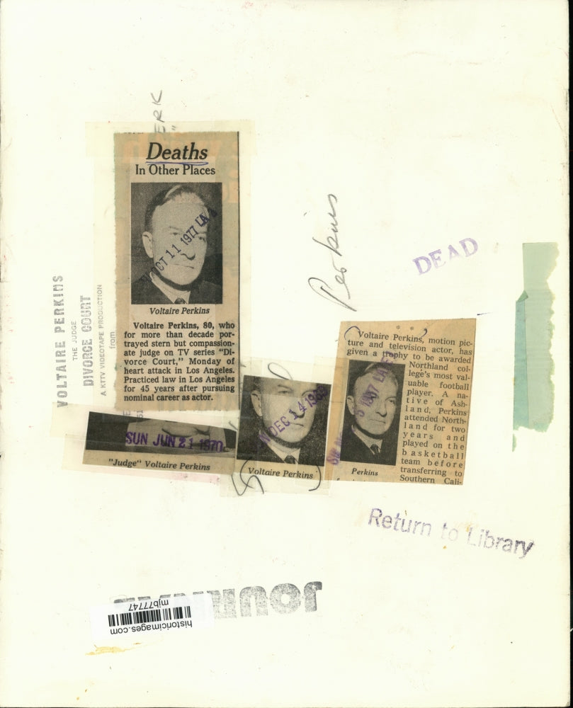 1970 Press Photo Voltaire Perkins, TV judge, "Divorce Court" - mjb77747