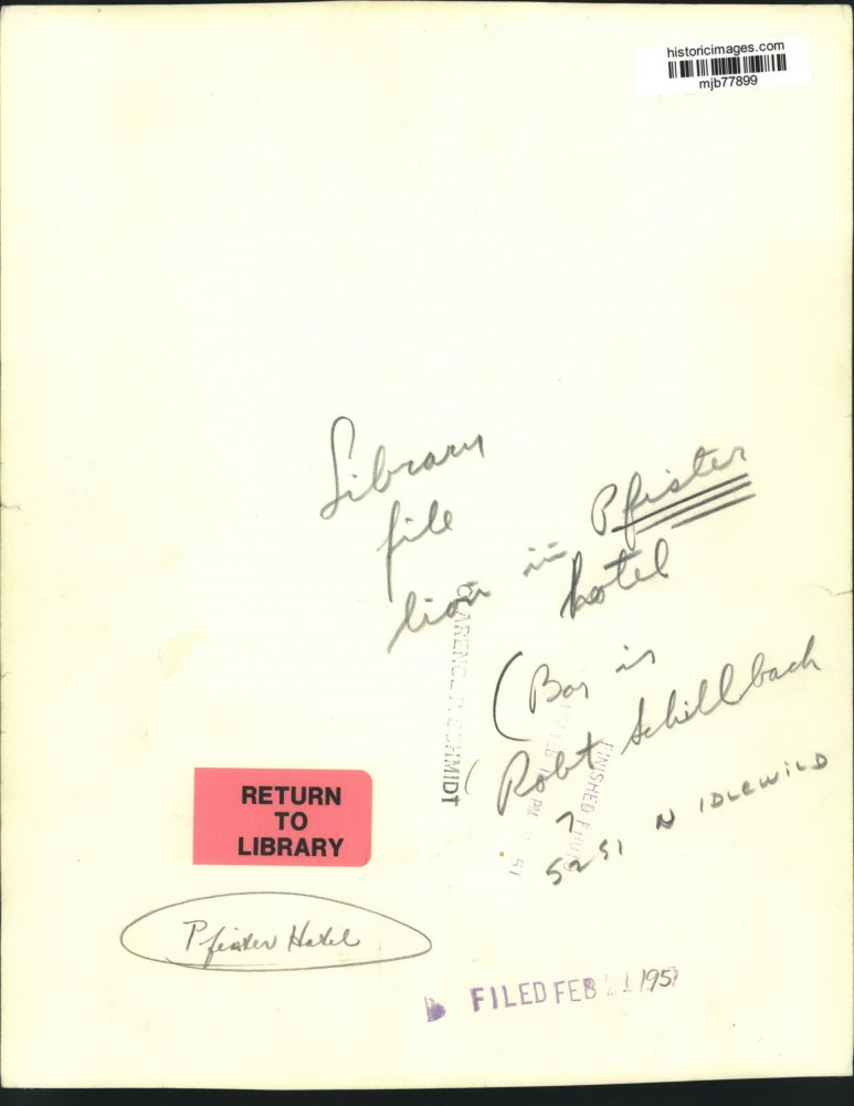 1959 Press Photo Robert Schillbach at the Pfister Hotel - mjb77899