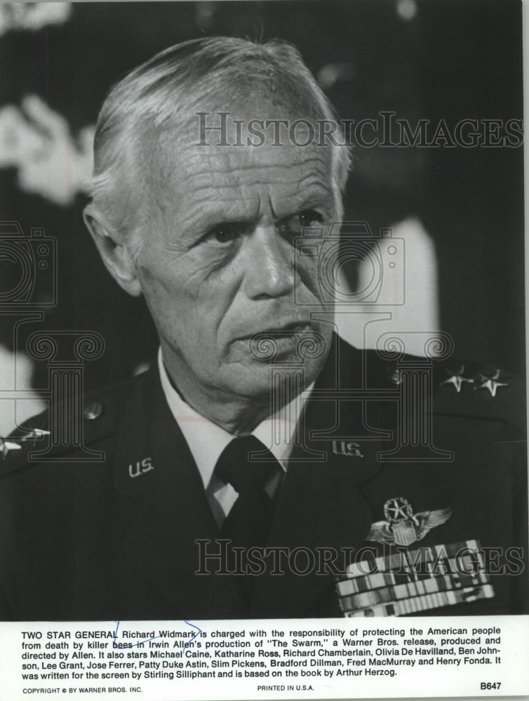 1978 Press Photo Richard Widmark shown as a two star general in the &quot;Swarm.&quot;- Historic Images