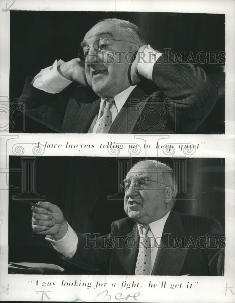 1957 Press Photo James Petrillo Makes Points During Torrential Monologue