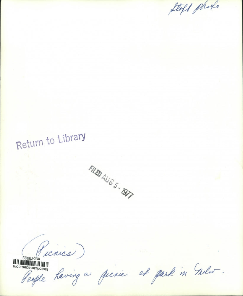 1977 Press Photo Picnic at a park in Milwaukee - mjb79023