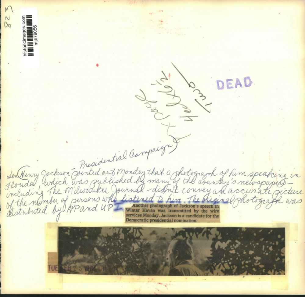 1972 Press Photo Senator Henry Jackson, Presidential Campaign speech in Florida