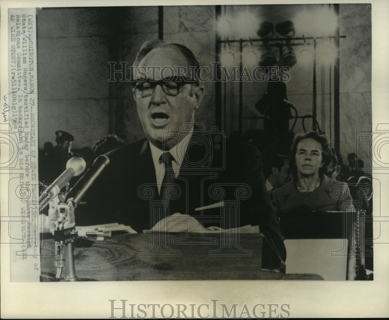 Load image into Gallery viewer, 1969 Press Photo Secretary of State Rogers testifying before U.S. Senate panel
