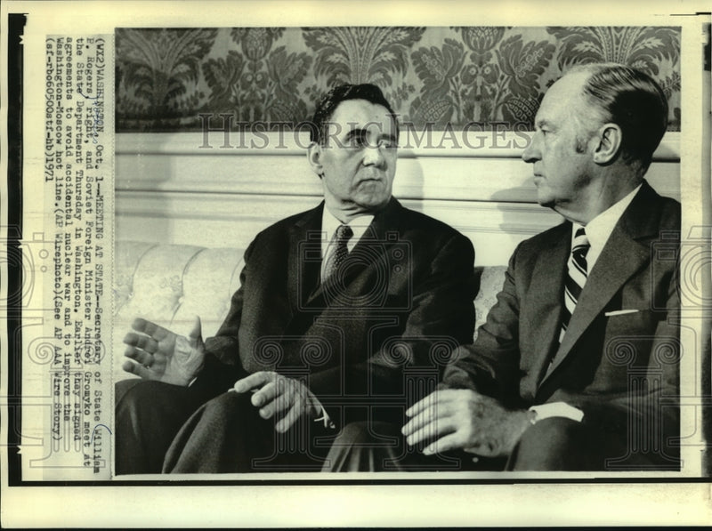 Load image into Gallery viewer, 1971 Press Photo Secretary of State Rogers &amp; Soviet Foreign Minister Gromyko
