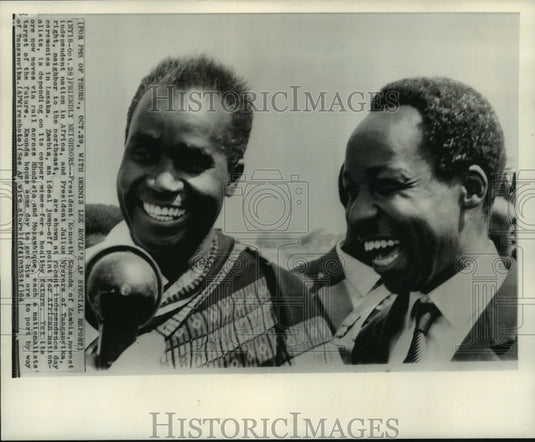 1964 Press Photo Presidents Kaunda & Nyerere celebrate Independence in Lusaka- Historic Images