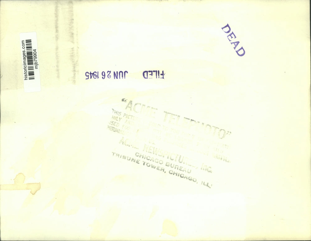 1945 Press Photo Truman, Staff & World War I members of 129th field Artillery