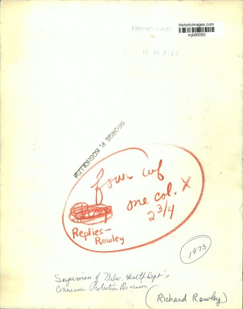 1973 Press Photo Richard Rowley, Milwaukee, City Consumer Protection Supervisor