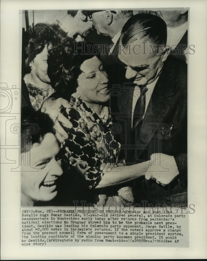 Load image into Gallery viewer, 1966 Press Photo Uruguay President-elect with supporters at party in Montevideo
