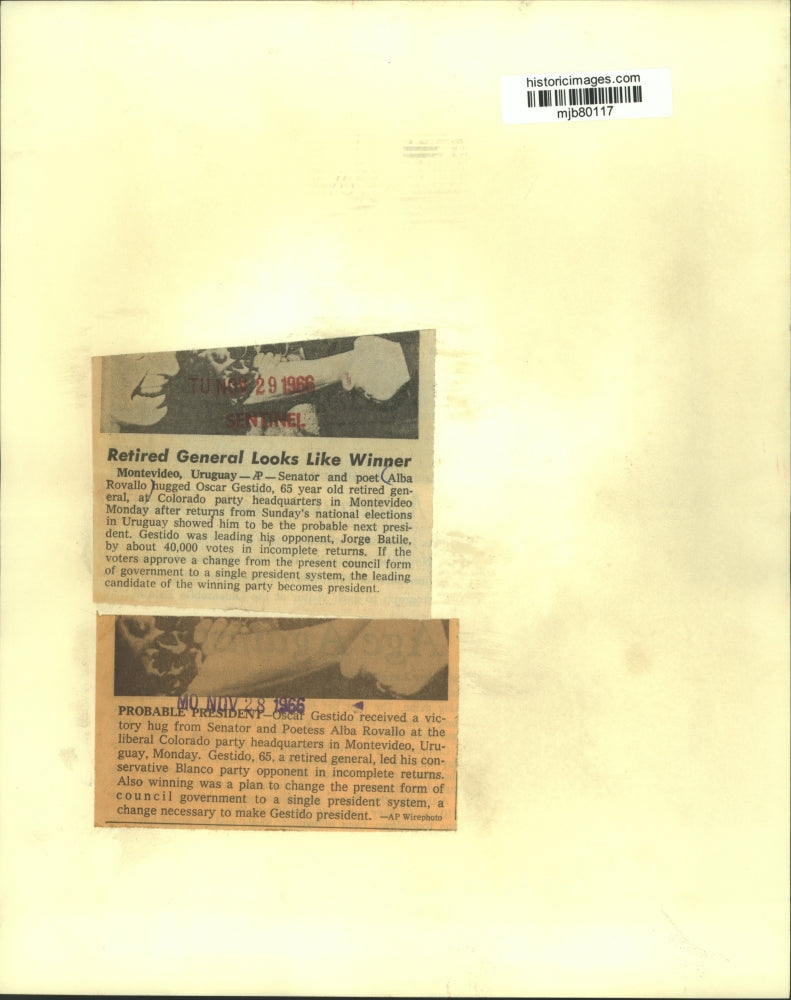 1966 Press Photo Uruguay President-elect with supporters at party in Montevideo