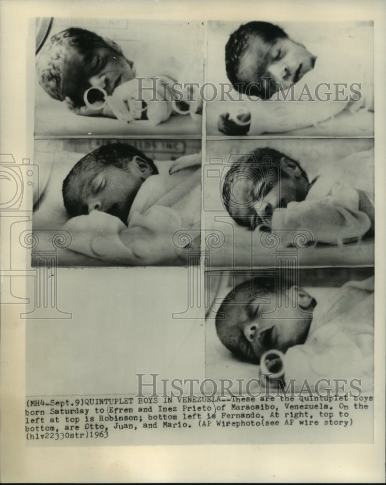 1963 Press Photo Quintuplet boys born to Efren and Inez Prieto of Marasoaibo- Historic Images