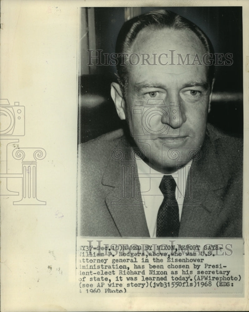 1960 Press Photo William P. Rogers chosen to be U.S. Secretary of State by Nixon- Historic Images