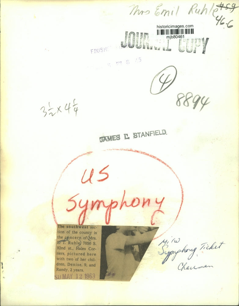 1963 Press Photo Mrs. B. T. Ruhle, Milwaukee Symphony, with her children