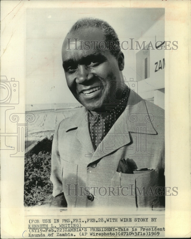 1969 Press Photo President Kaunda of Zambia - mjb80495- Historic Images