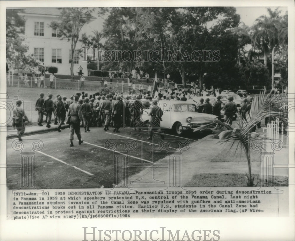 1959 Press Photo Demonstration over U.S. control of the Panama Canal, Panama- Historic Images