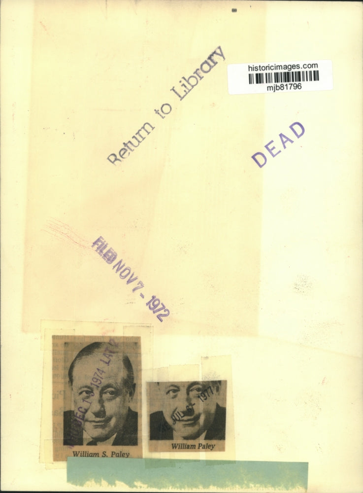 1972 Press Photo William S. Paley from the Associated Press - mjb81796