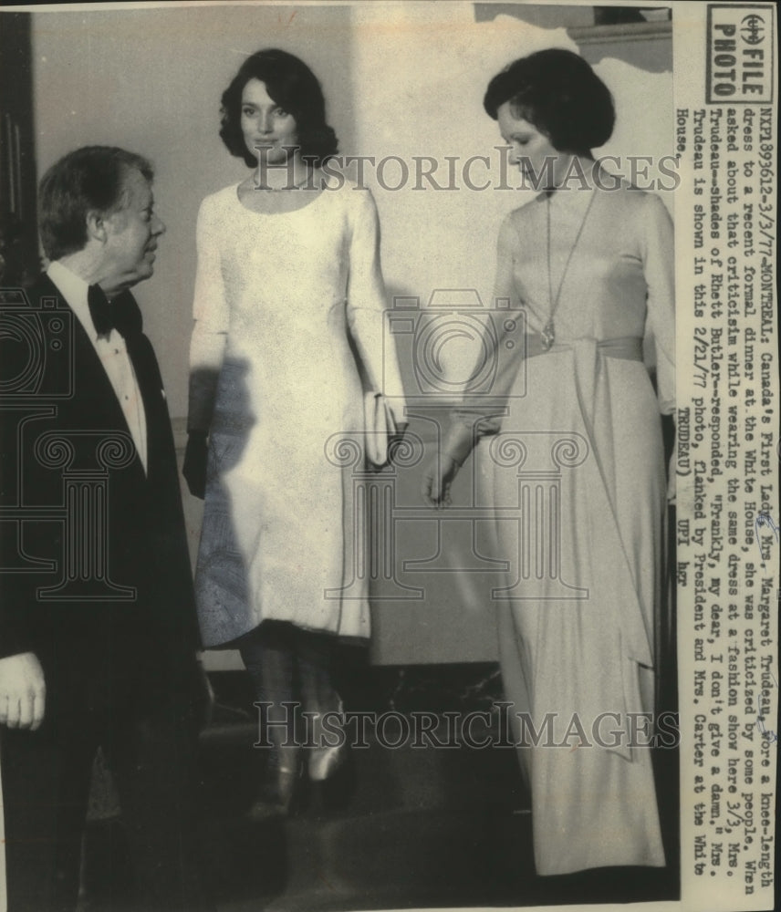 1977 Press Photo Mrs. Margaret Trudeau with President and Mrs. Carter