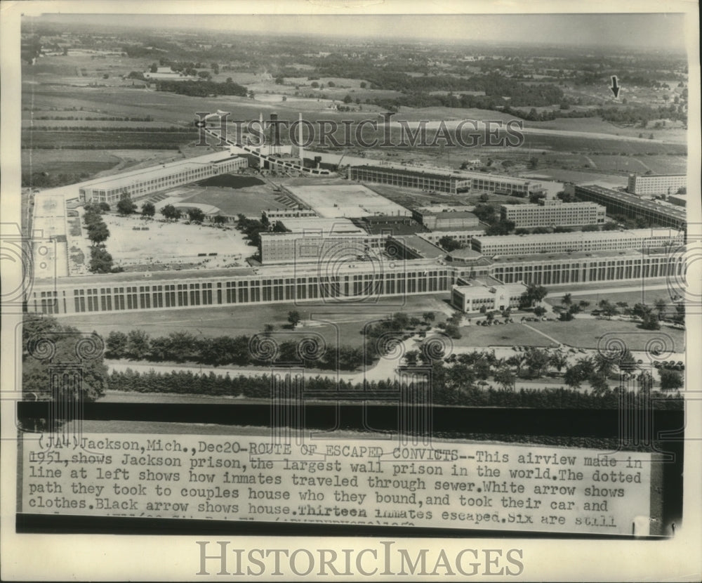 1953 Press Photo Airview Photo Of Jackson Prison - mjb82357- Historic Images