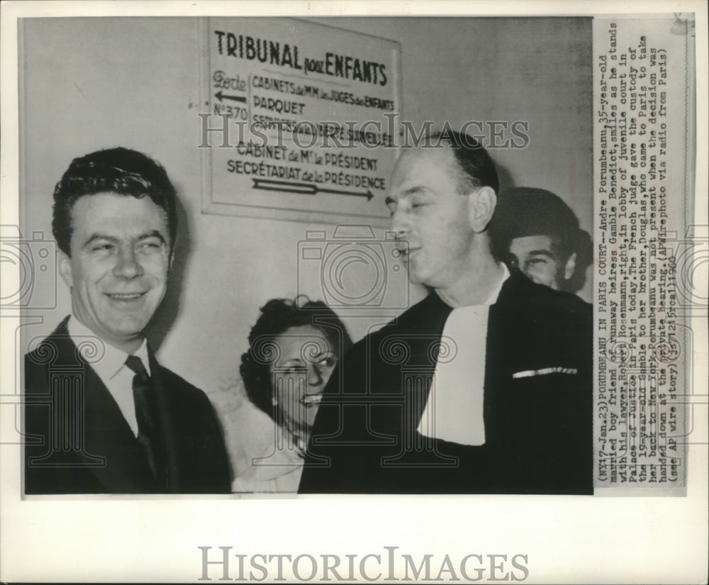 1960 Press Photo Andre Porumbeanu married boyfriend of heiress Gamble Benedict- Historic Images