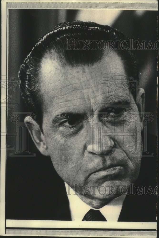 1969 Press Photo Richard M. Nixon on radio-television addressing the nation- Historic Images