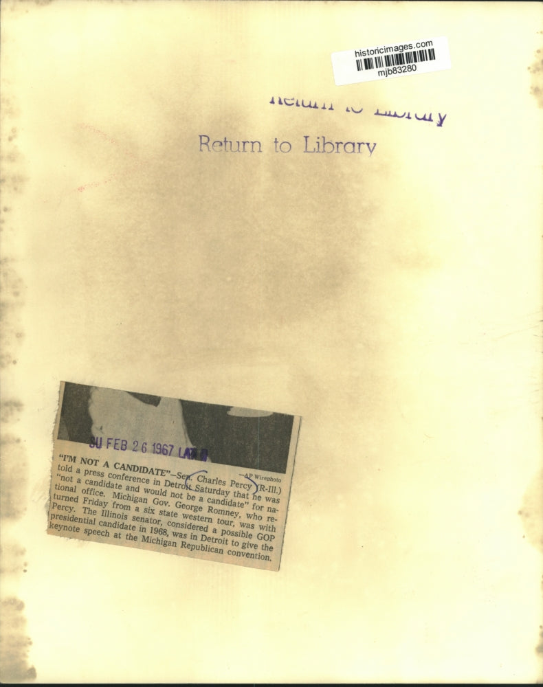 1967 Press Photo Senator Charles Percy at Detroit press conference - mjb83280