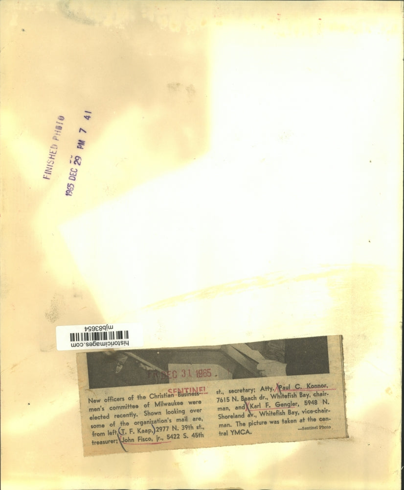 1965 Press Photo Officers of the Christian Business men's committee of Milwaukee