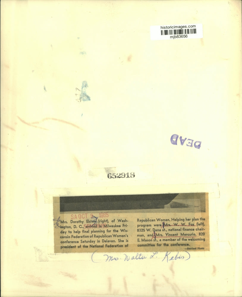 1965 Press Photo Committee for Wisconsin Federation of Republican Women's Conf.