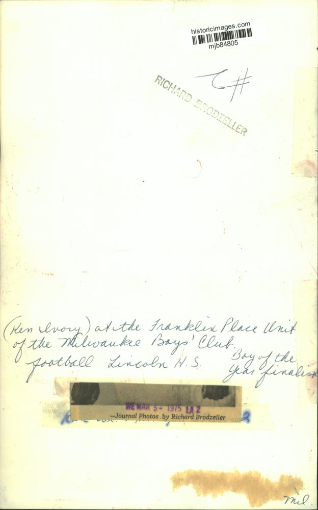 1975 Press Photo Ken Ivory Of Milwaukee Boys' Club Is Boy Of The Year FInalist