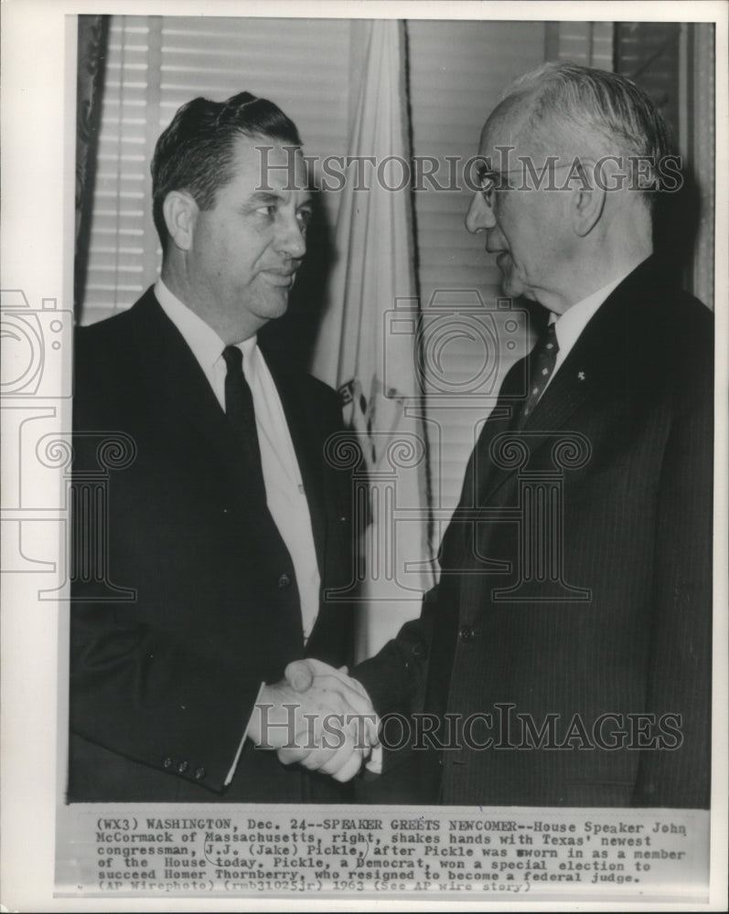 1963 Press Photo House Speaker John McCormack with J.J. Pickle - mjb85230- Historic Images