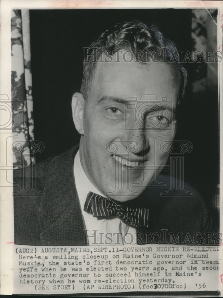 Load image into Gallery viewer, 1956 Press Photo Maine Governor Ed Muskie after re-election to top Maine post
