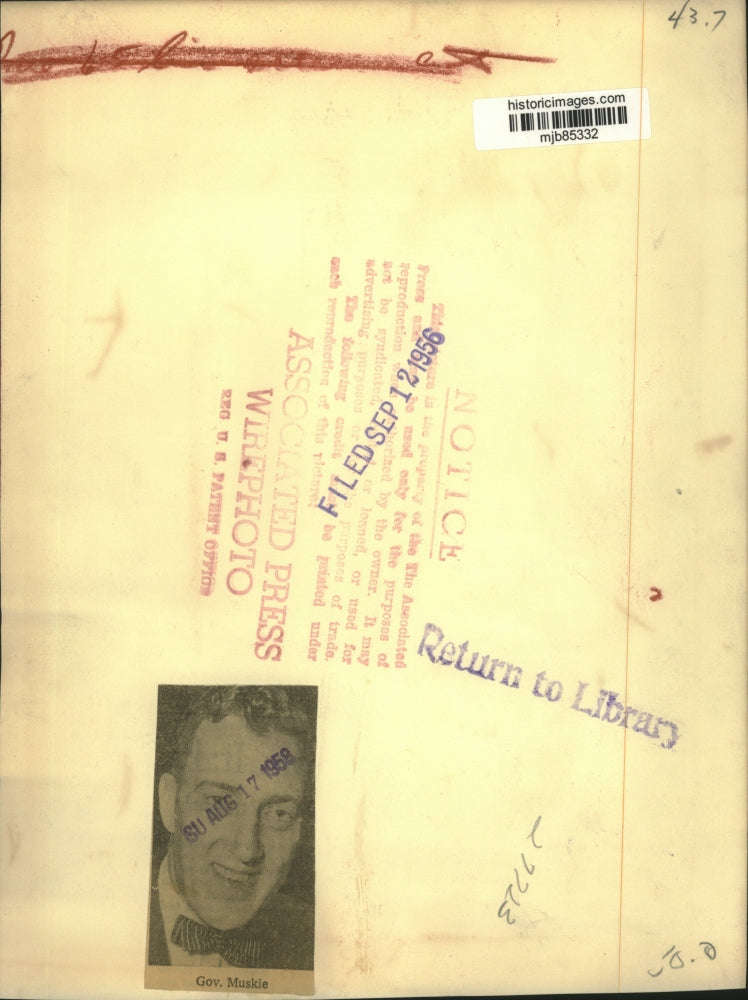 1956 Press Photo Maine Governor Ed Muskie after re-election to top Maine post