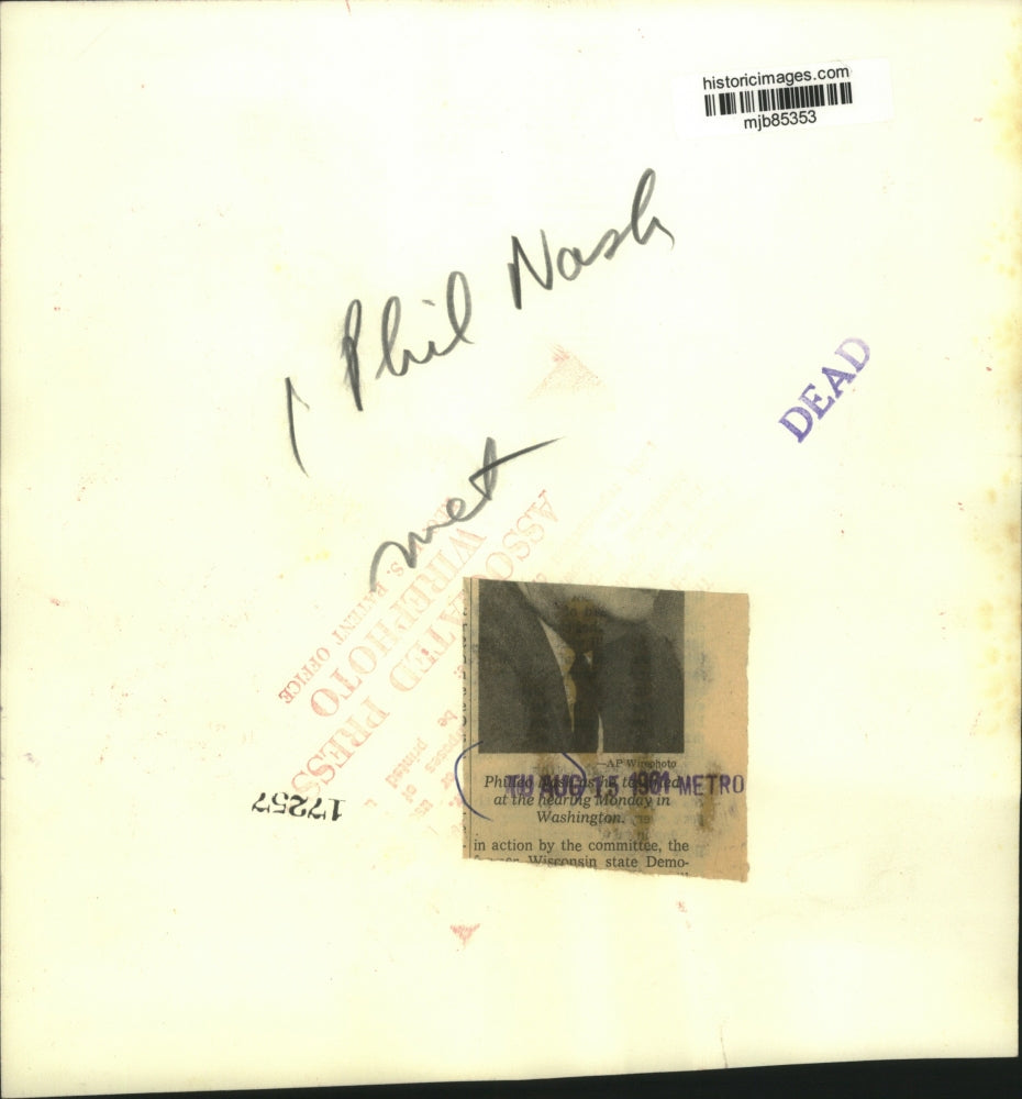 1961 Press Photo Phillip Nash to be at hearing Monday in Washington - mjb85353