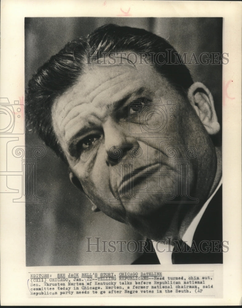 1965 Press Photo Senator Thruston Morton shown before Republican committee.- Historic Images