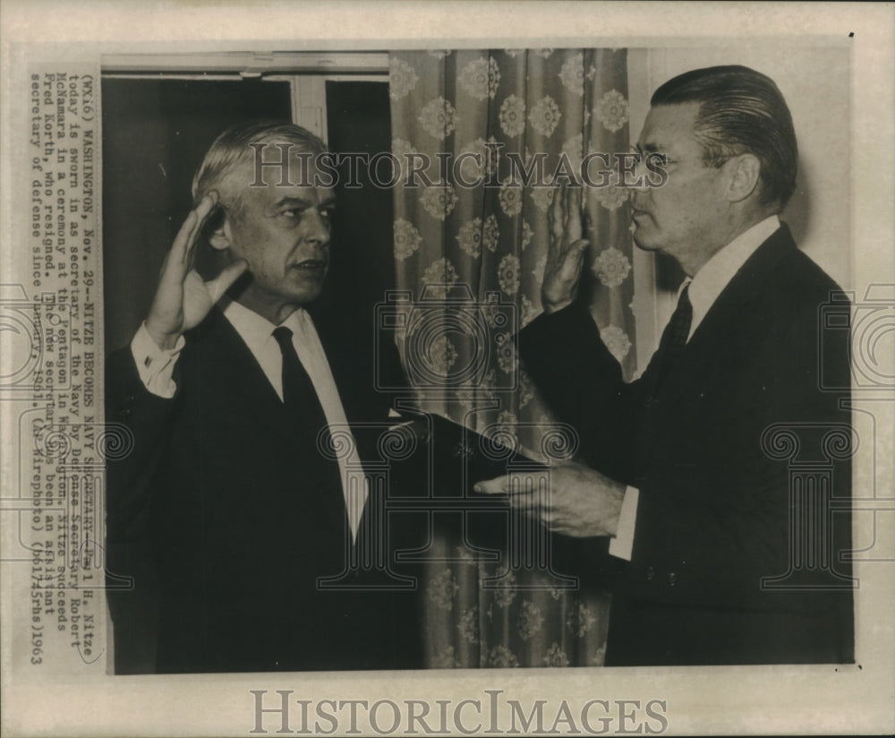 1963 Press Photo H. Nitze , Defense Sec. Robert McNamara, a ceremony at Pentagon- Historic Images