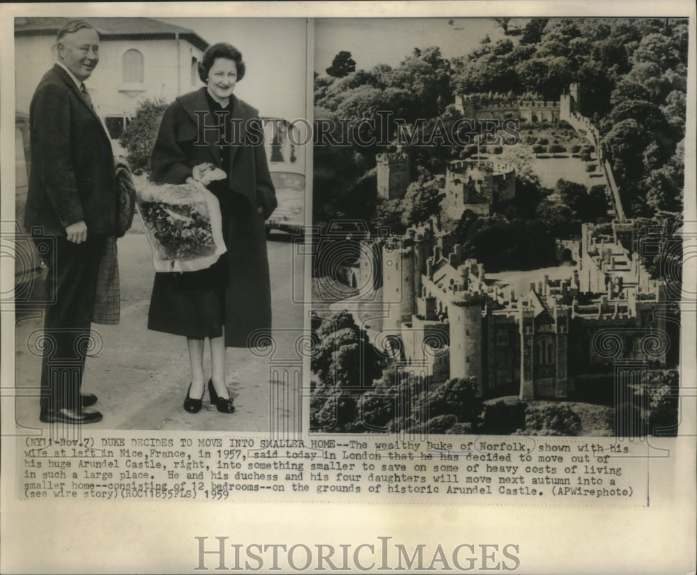 1957 Press Photo Duke of Norfolk and wife in Nice, France- Historic Images