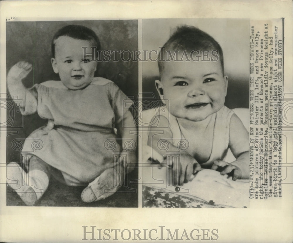 1957 Press Photo Baby pictures of Prince Rainier and Grace Kelly- Historic Images