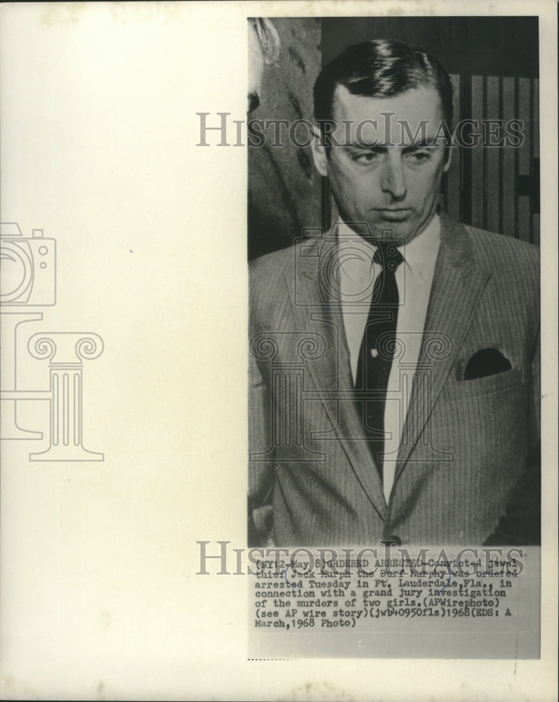 1968 Press Photo Jewel thief Jack Murphy arrested, Fort Lauderdale, Florida- Historic Images