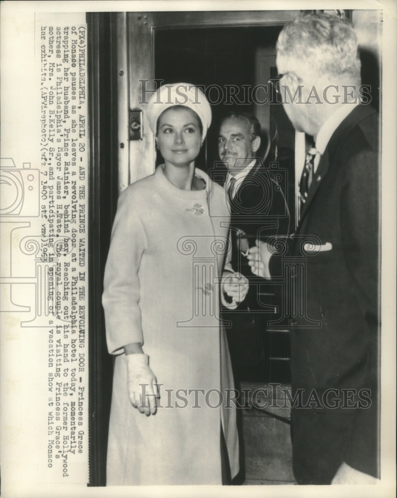 1963 Press Photo Princess and Prince of Monaco with Mayor Tate in Philadelphia- Historic Images