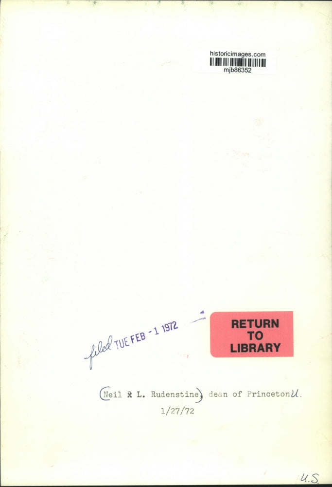 1972 Press Photo Dean of Princeton University Neil L. Rudenstine - mjb86352