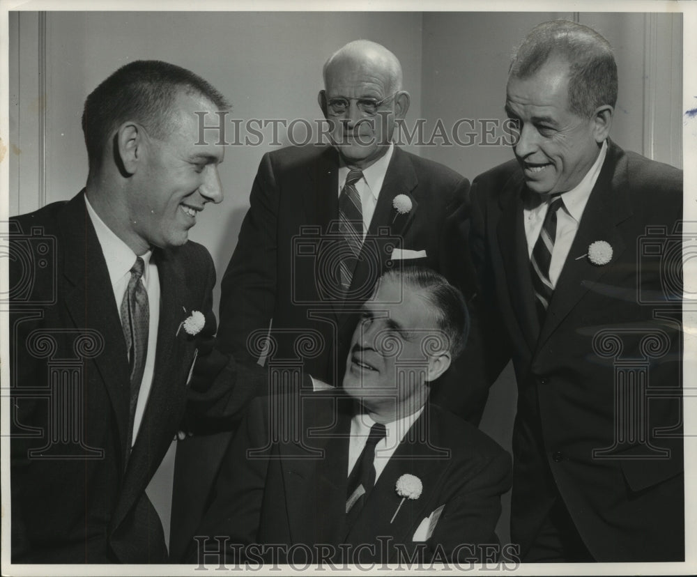 1955 Press Photo Sales Executives&#39; club, public speakers, Elk Club- Historic Images