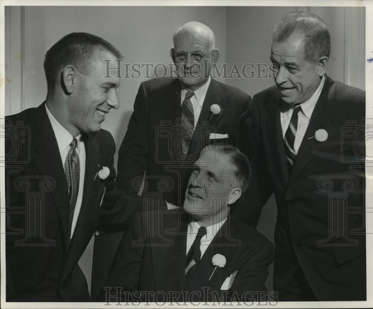 1955 Press Photo Sales Executives' club, public speakers, Elk Club- Historic Images