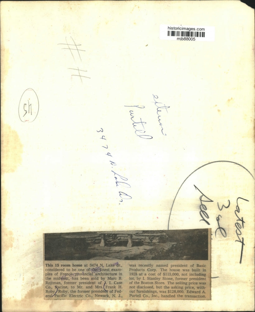 1965 Press Photo French provincial home sold to Mr. & Mrs. Frank H. Roby