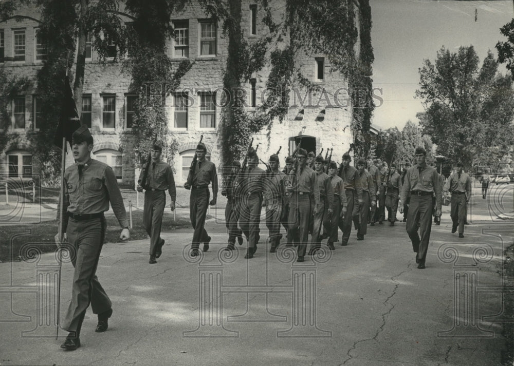 1967 Press Photo St. John&#39;s Military Academy Cadet corps on the mar - mjb88158- Historic Images