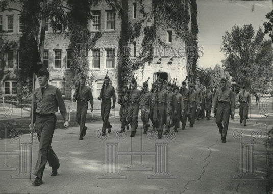 1967 Press Photo St. John's Military Academy Cadet corps on the mar - mjb88158- Historic Images