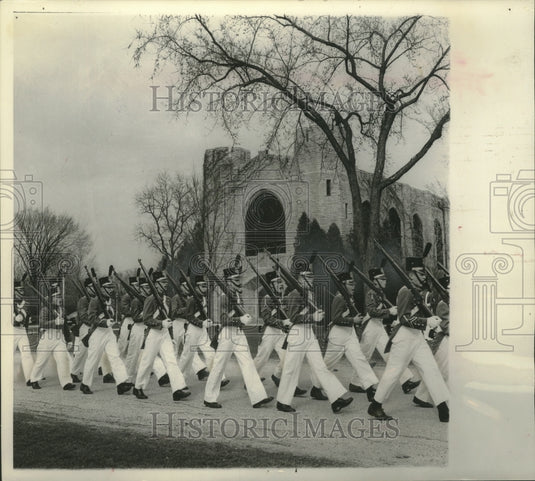 1960 Press Photo Cadets march, St. John's Military academy , Delafield Wisconsin- Historic Images