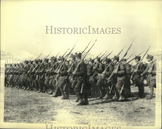 1934 Press Photo Rumanian Infantry marches, on Parade, The Balkans - mjb88201- Historic Images