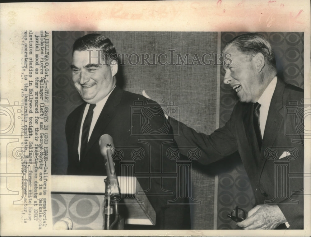 1964 Press Photo Pierre Salinger And George Murphy During Campaign In Hollywood