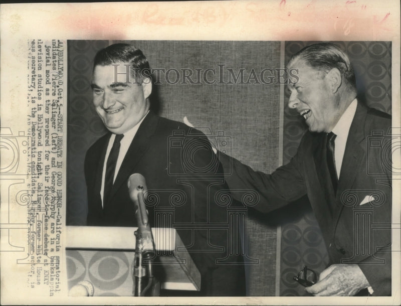 Load image into Gallery viewer, 1964 Press Photo Pierre Salinger And George Murphy During Campaign In Hollywood
