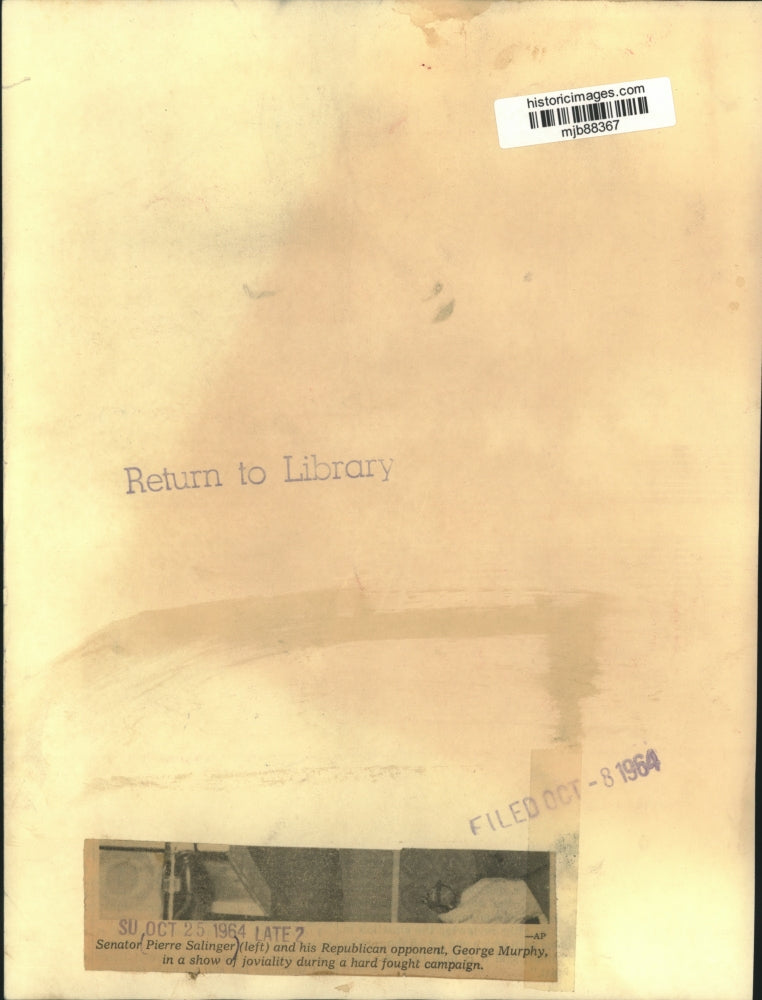 1964 Press Photo Pierre Salinger And George Murphy During Campaign In Hollywood